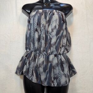 Candy Couture Strapless Blouse Womens Size XL Gray Chiffon Fairy Goth Whisigoth